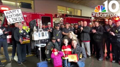 Boston firefighters bring birthday surprise to boy awaiting heart transplant