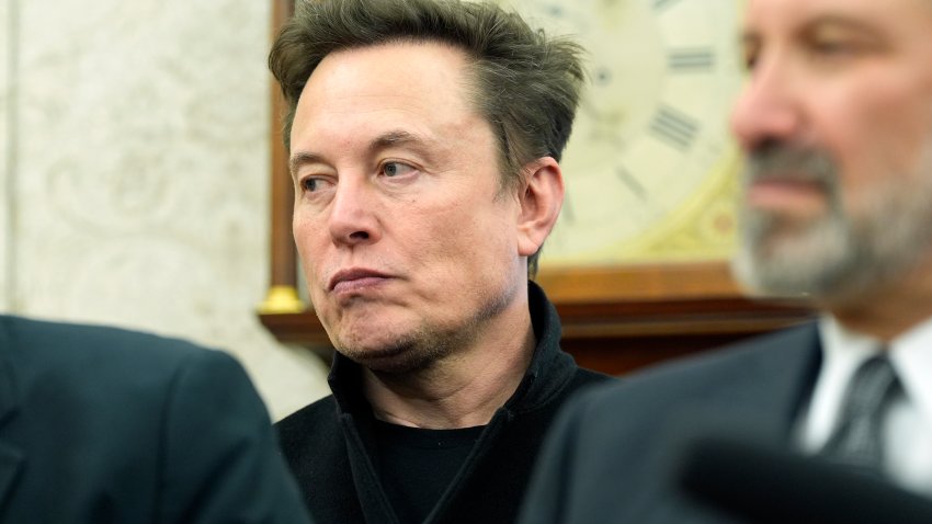 Elon Musk listens as President Donald Trump meets with India’s Prime Minister Narendra Modi in the Oval Office of the White House, Thursday, Feb. 13, 2025, in Washington.