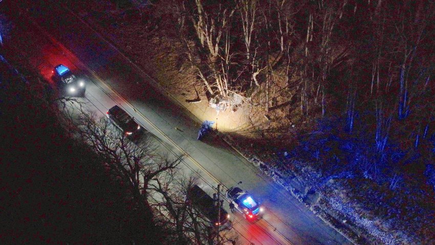 A serious crash on North Cary Street in Brockton, Massachusetts on Feb. 5, 2025.