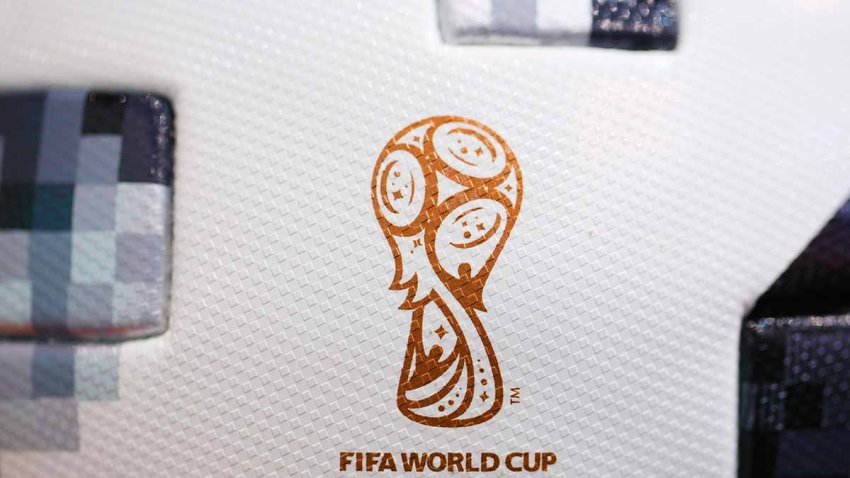 A World Cup logo sits on the side of an official ‘Telstar’ match ball, manufactured by Adidas AG, in an official merchandise store in Moscow, Russia, on Saturday, June 9, 2018. FIFA expects more than three billion viewers for the World Cup that begins this week in Russia. Photographer: Andrey Rudakov/Bloomberg via Getty Images