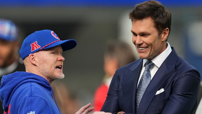 Bills head coach Sean McDermott and FOX broadcaster Tom Brady