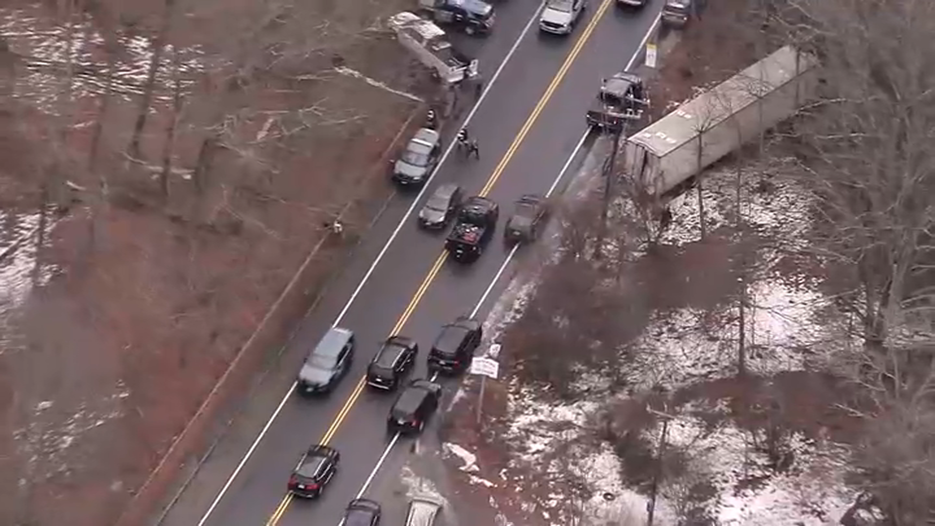 Police search for driver who crashed truck in Dedham after chase on I-95