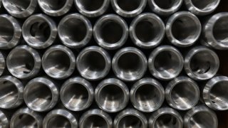 Aluminum fabricated parts are seen at a factory that exports its products to the United States, as U.S. President Donald Trump ordered 25% tariffs on aluminum and steel imports entering the United States, in Ciudad Juarez, Mexico, Feb. 11, 2025. 