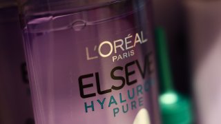 A bottle of L’Oreal Paris Elseve is displayed in a store in Krakow, Poland, on Oct. 2, 2024.