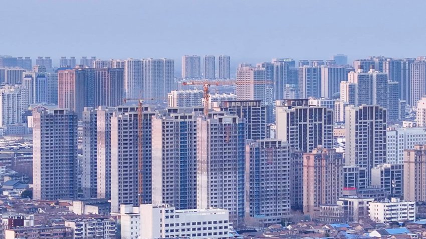 Urban buildings in Huai’an city, Jiangsu province, China, on March 18, 2025.