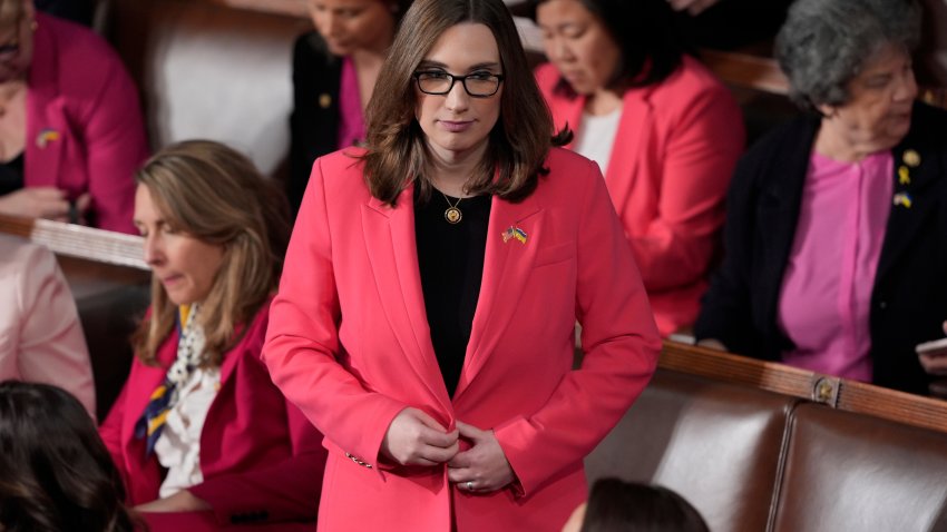 Rep. Sarah McBride, D-Del., arrives in the House Chamber before President Donald Trump arrives to address a joint session of Congress at the Capitol in Washington, Tuesday, March 4, 2025.