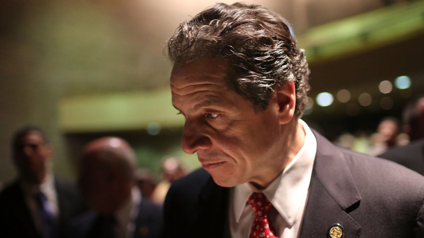 FILE - New York Governor Andrew Cuomo pauses after delivering his State of the State and budget proposals at The City College of New York on February 6, 2013 in New York City. (Photo by Spencer Platt/Getty Images)