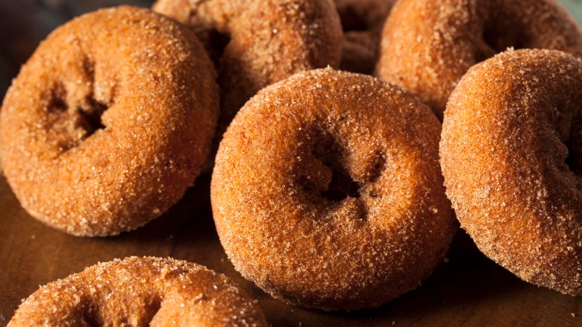 Homemade Sugared Apple Cider Donuts with Cinnamon