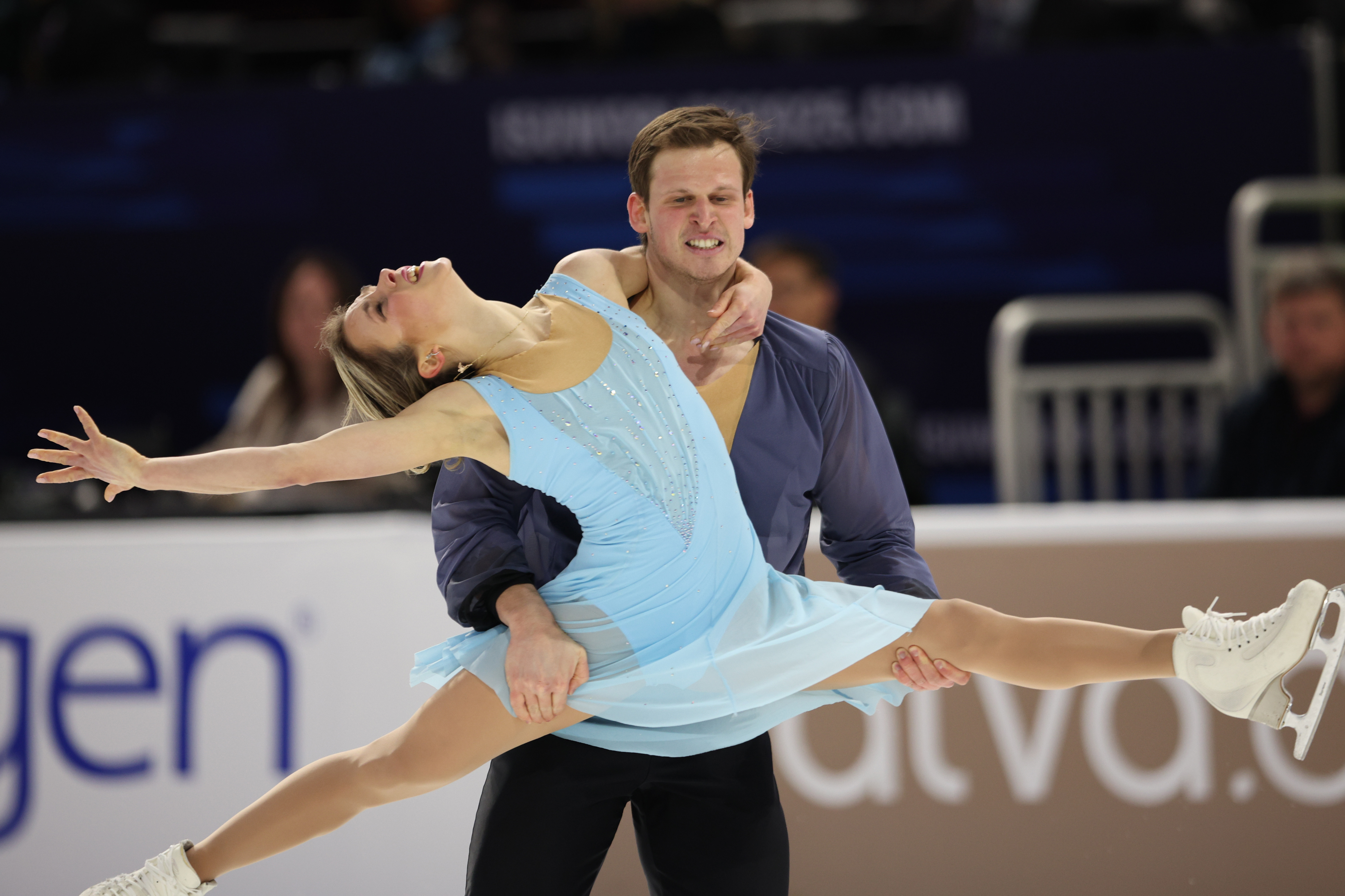 Alisa Efimova and Misha Mitrofanov skate during the 2025 U.S. Figure Skating Championships at INTRUST Bank Arena in Wichita, Kansas, on Jan 25, 2025.