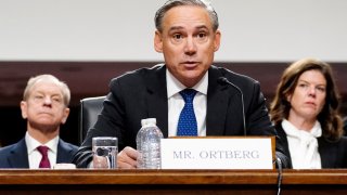 Boeing CEO Kelly Ortberg testifies before a Senate Commerce, Science, and Transportation Committee hearing about Boeing’s commitment to address safety concerns in the wake of a January 2024 mid-air emergency involving a new 737 MAX, on Capitol Hill in Washington, D.C., U.S., April 2, 2025.