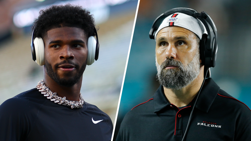 Split image of Shedeur Sanders and Jeff Ulbrich