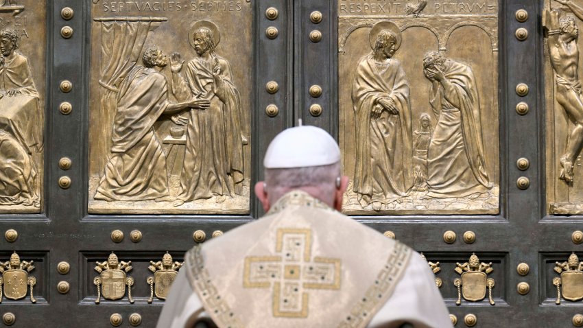 Pope Francis officially inaugurates the 2025 Jubilee Year with the solemn opening of the Holy Door at St. Peter’s Basilica on December 24, 2024 in Vatican City, Vatican.