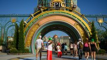 Guests arrive at the entrance portal to the Epic Universe