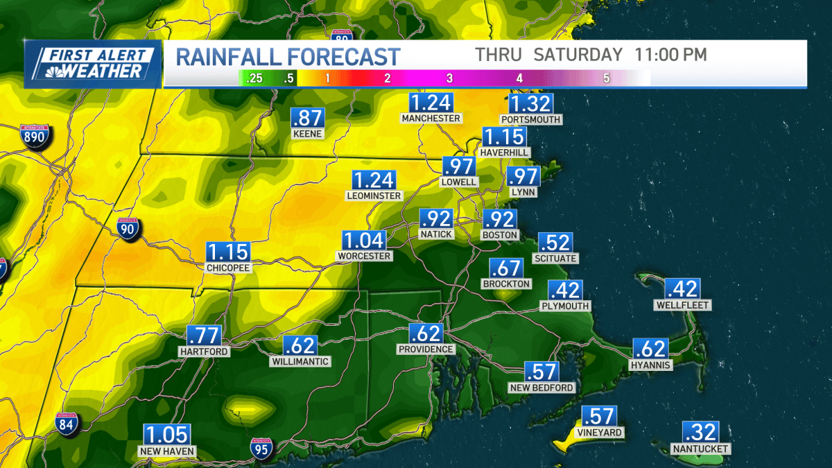 Boston Massachusetts weather forecast, rain today – NBC Boston