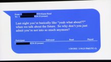 A text message sent from Karen Read to John O'Keefe on Jan. 28, 2022.