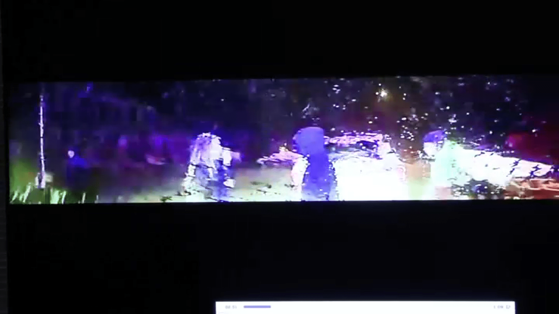 A still from dashcam footage of first responders outside a Canton home where John O'Keefe was found fatally wounded played in Norfolk Superior Court during the retrial of Karen Read on Tuesday, April 22, 2025.