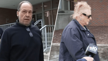 Russell and Linda Callahan outside of court.