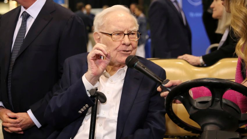 Warren Buffett and Greg Abel walkthrough the Berkshire Hathaway Annual Shareholders Meeting in Omaha, Nebraska on May 3, 2025.