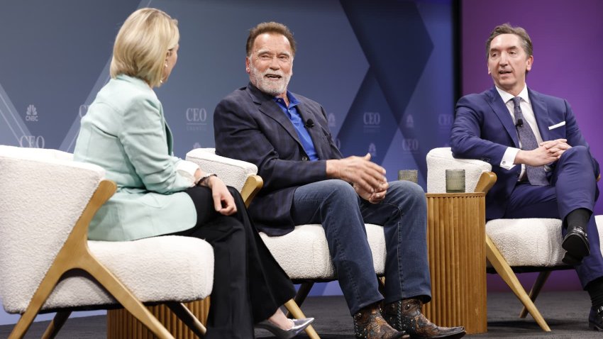 Arnold Schwarzenegger, Former Governor (R) California& Ivan Tornos, Zimmer Biomet CEO, CNBC CEO Council Member, speaking at the CNBC CEO Council event in Arizona on May 19th, 2025.