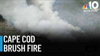 Large brush fire rages on Cape Cod