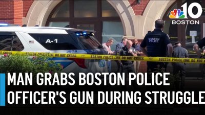 Man injured in shooting after attacking Boston police officer, stealing his gun