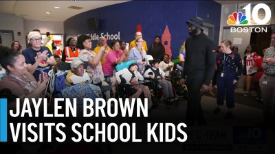 School kids get visit from Jaylen Brown