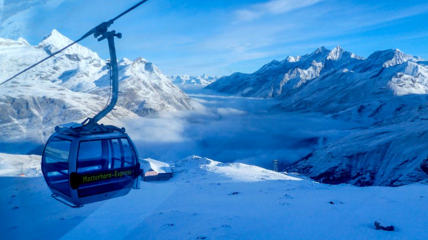 A gondola at a ski resort in Zermatt, Switzerland