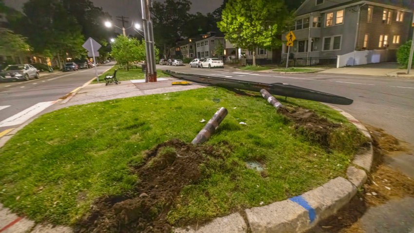 The aftermath of a crash in Cambridge, Massachusetts, on May 18, 2025.