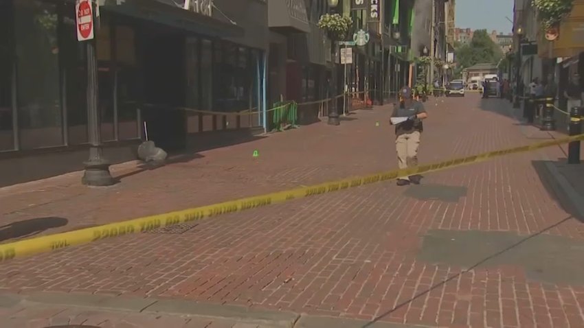 A daytime police investigation in downtown Boston.