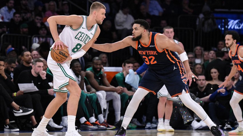 Celtics big man Kristaps Porzingis and Knicks big man Karl-Anthony Towns