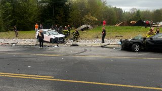 The scene of a deadly head-on crash in Ossipee, New Hampshire on May 8, 2025.