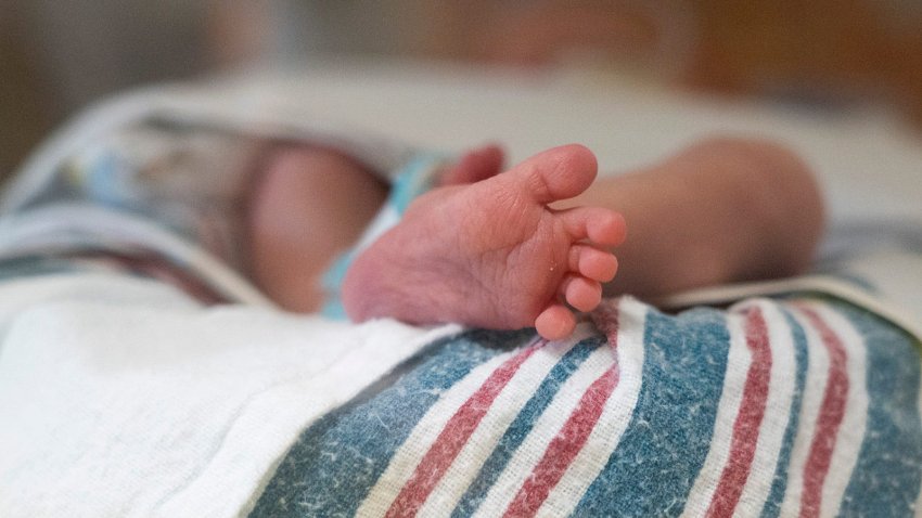 A 2-week-old baby’s foot is pictured in the neonatal intensive care unit at Dell Children’s Medical Center in Austin, Texas, on Nov. 27, 2023. (Mikala Compton / American-Statesman / USA TODAY NETWORK)