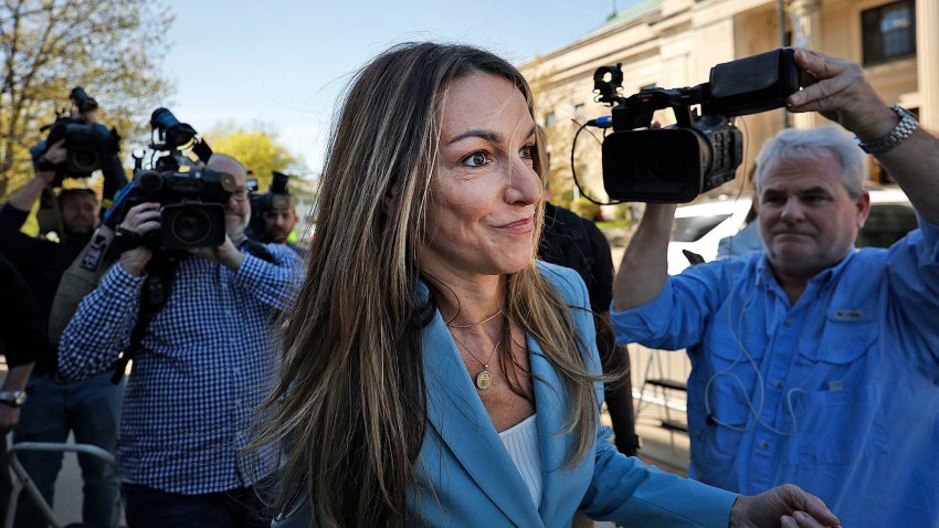 Karen Read leaves Norfolk Superior Court in Dedham after close of court testimony on Wednesday, April 30, 2025. She faced a number of members of the media to answer a few questions about her murder trial.