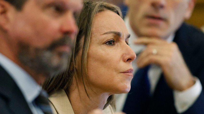 Karen Read listens to the cross examination by Robert Alessi of expert accident witness Dr. Judson Welcher while seated at the defense table with her attorneys Alan Jackson and David Yannetti
Day 22 of the Karen Read murder trial at Norfolk Superior Court in Dedham Massachusetts on Wednesday May 28, 2025.
Pool photo Greg Derr/Patriot Ledger
