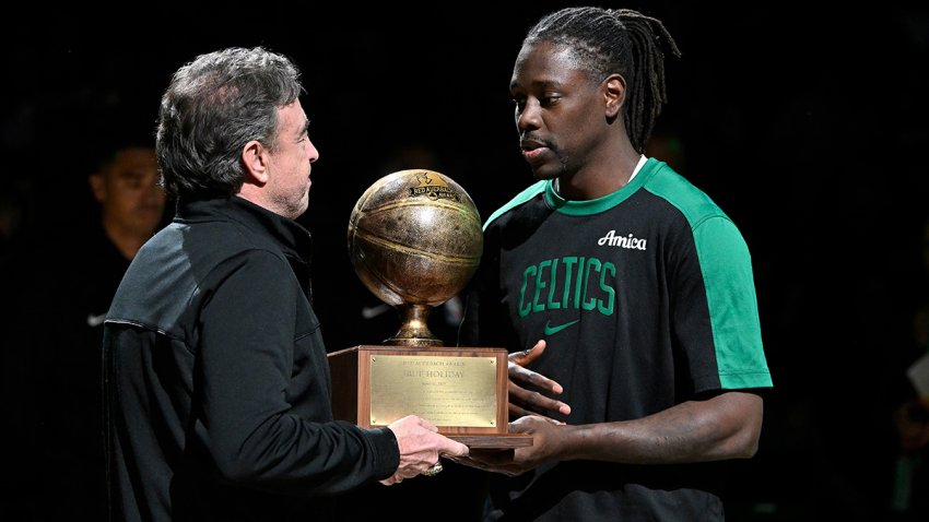 Celtics owner Wyc Grousbeck and guard Jrue Holiday