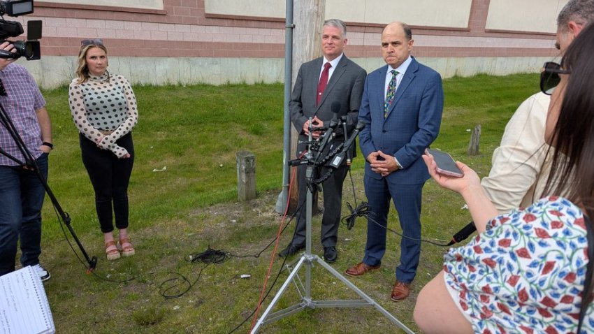 Market Basket executives Joe Schmidt, left, and Tom Gordon speak about being put on leave by the company’s board of directors.