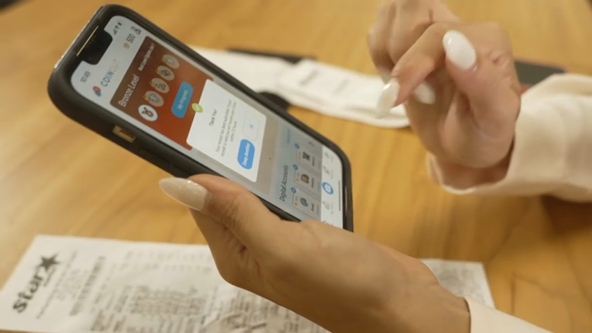 A person scanning a receipt on an app