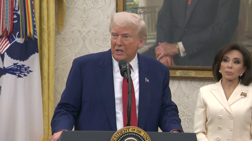 Donald Trump speaks at press event