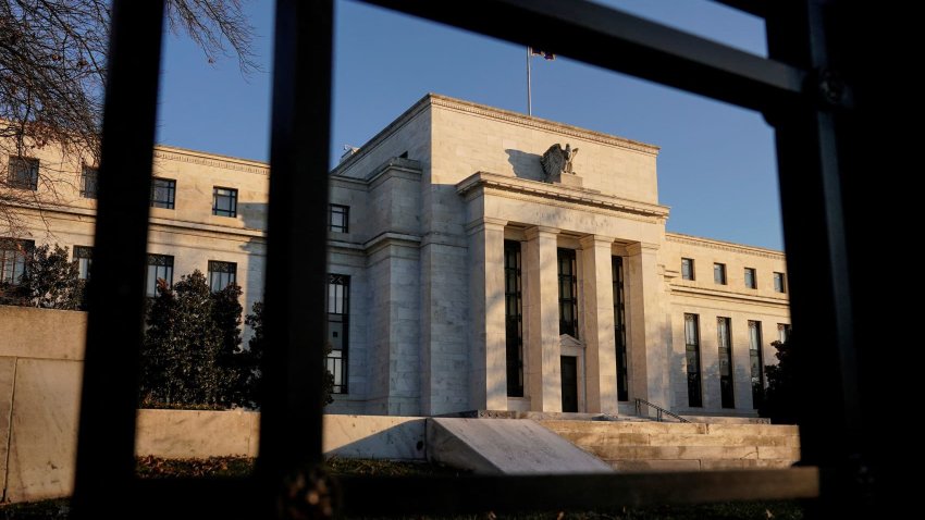 The Federal Reserve building is seen before the Federal Reserve board is expected to signal plans to raise interest rates in March as it focuses on fighting inflation, in Washington, D.C., on Jan. 26, 2022.