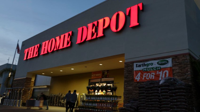 The Home Depot logo is displayed outside a store on March 10, 2025 in San Diego, California.