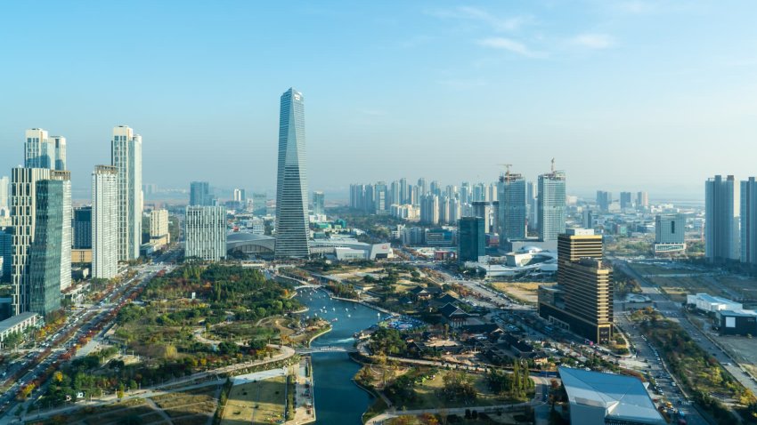 Landscape of Songdo International City. Incheon, South Korea.