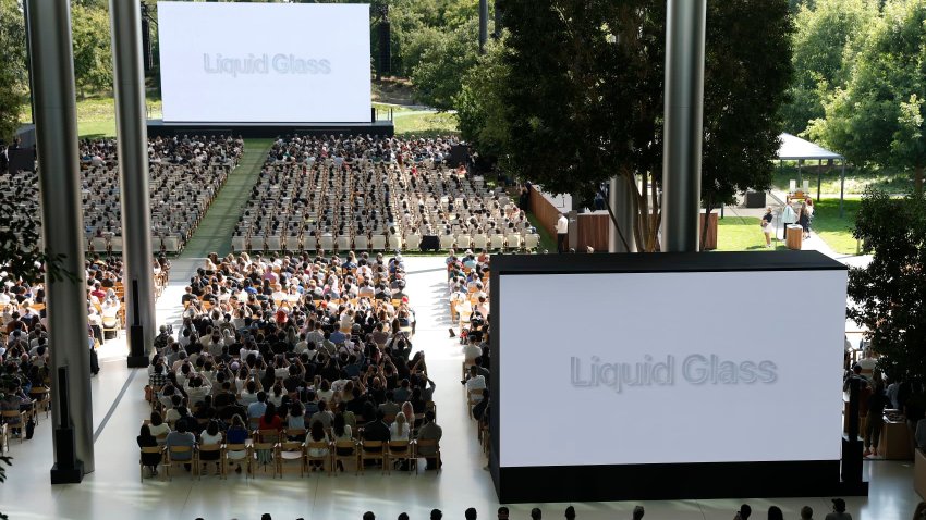 Apple announces liquid glass during the Apple Worldwide Developers Conference (WWDC) on June 09, 2025 in Cupertino, California.