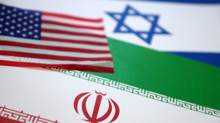 U.S., Israel and Iran flags are seen in this illustration taken June 18, 2025.