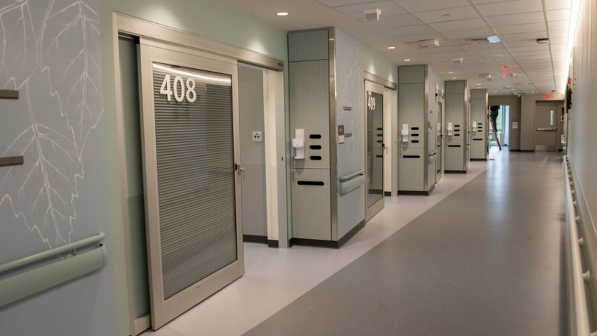 An inpatient floor in the new Faulkner Hospital wing.