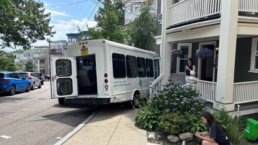 A large van crashed into a building in Boston's Dorchester neighborhood