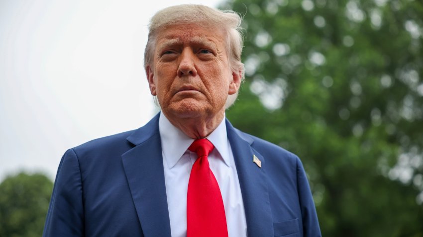 File. U.S. President Donald Trump stops and talks to the media before he boards Marine One on the South Lawn at the White House on June 15, 2025 in Washington, DC. The President will attend the annual meeting of the Group of 7 nations, Britain, Canada, France, Germany, Italy, Japan and the United States are taking place in the Canadian Rocky Mountains in Alberta, and will run until late Tuesday.