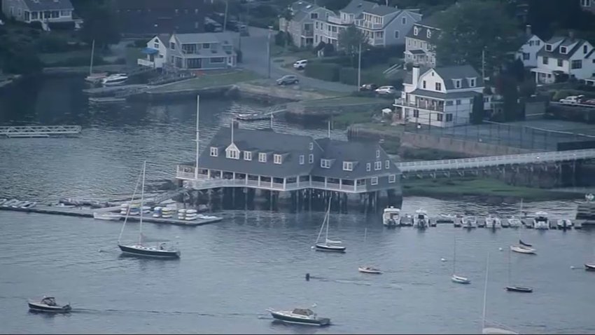 An aerial image showing the area of the Annisquam Yacht Club in Gloucester, Massachusetts.