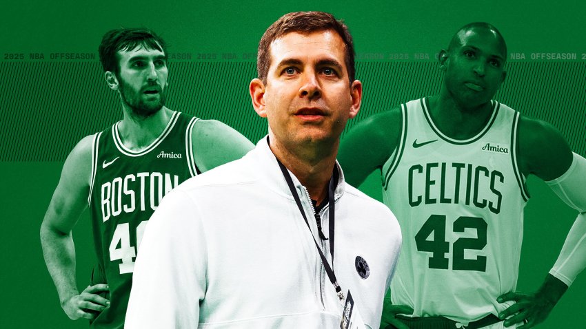 Celtics president of basketball operations Brad Stevens and pending free agents Luke Kornet and Al Horford