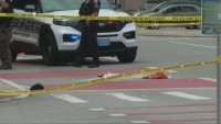The aftermath of a police shooting in Pawtucket, Rhode Island on June 8, 2025.