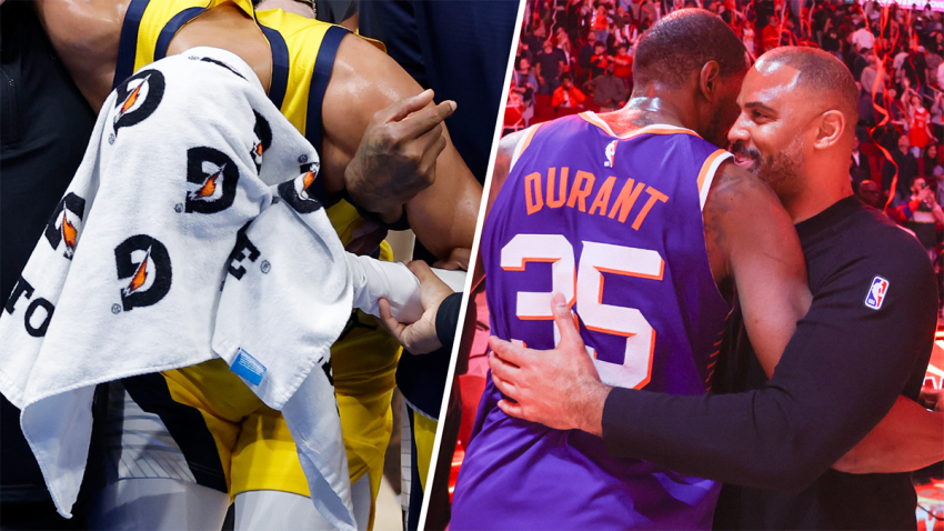 Pacers guard Tyrese Haliburton; Suns forward Kevin Durant and Rockets head coach Ime Udoka